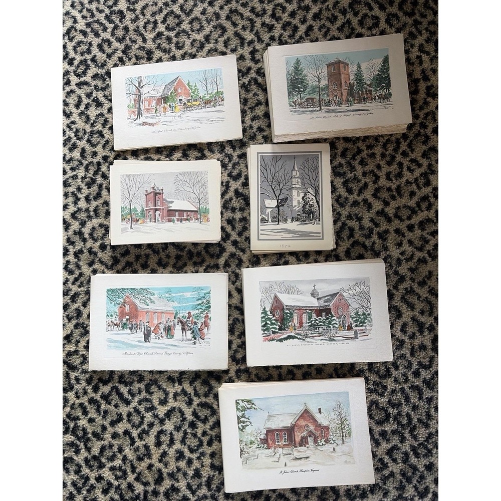 Lot 125+ VTG Bank‎ of Virginia Christmas Cards Historic Virginia Churches 1950s